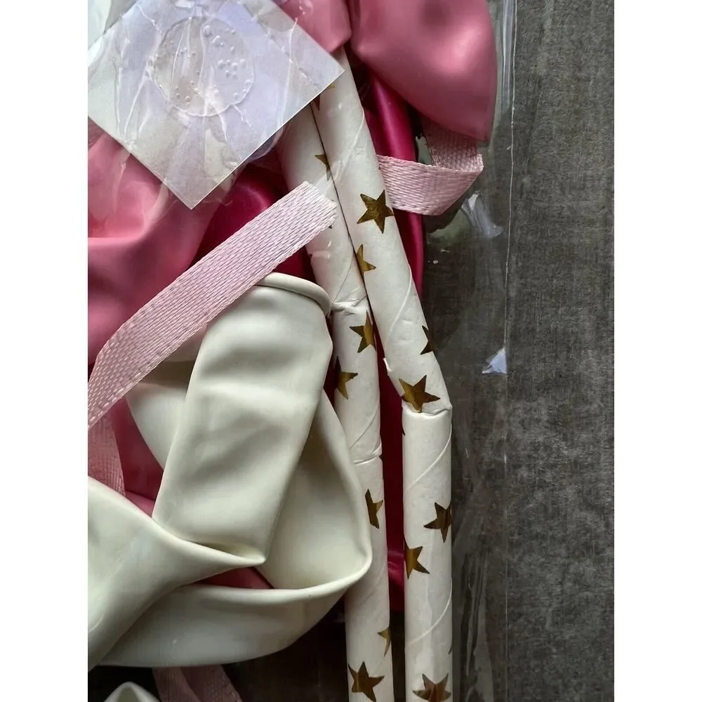 10 Piece Set Lot 5 Inch Pink Balloon Cake Topper Birthday Shower Wedding NEW